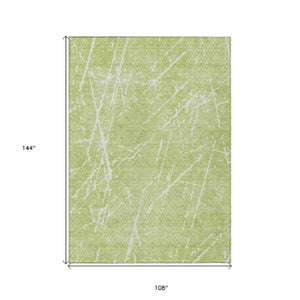 Homeroots 3' Artichoke Green And Ivory Abstract Washable Area Rug - Ideal For Indoor And Outdoor Spaces 9' X 12' Polyester 579196