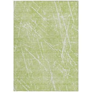 Homeroots 3' Artichoke Green And Ivory Abstract Washable Area Rug - Ideal For Indoor And Outdoor Spaces 10' X 14' Polyester 579197