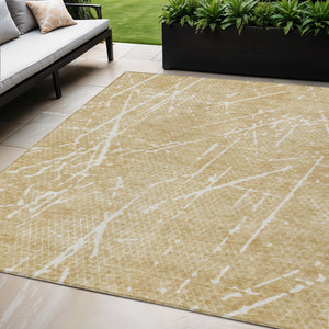 Homeroots 3' Artichoke Green And Ivory Abstract Washable Area Rug - Ideal For Indoor And Outdoor Spaces 5' X 8' Polyester 579199