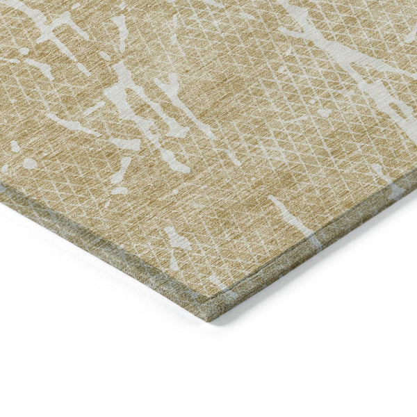 Homeroots 3' Artichoke Green And Ivory Abstract Washable Area Rug - Ideal For Indoor And Outdoor Spaces 5' X 8' Polyester 579199