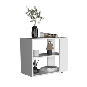 English Elm Garden 19.7" High Side Table White — Compact Two-Shelf End/Sofa Table, MDF, Stylish Storage Solution B200P286961