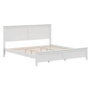 English Elm Modern Pine Wood Queen Platform Bed Slatted Headboard Tapered Legs Bedroom Frame BS701P414277K