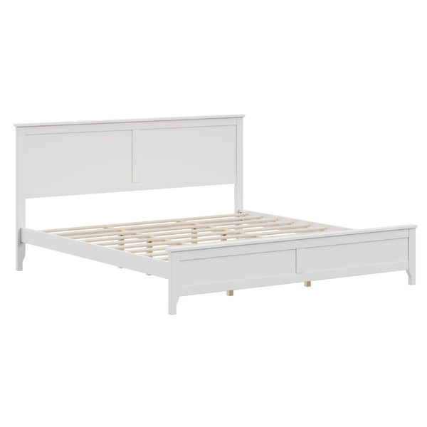 English Elm Modern Pine Wood Queen Platform Bed Slatted Headboard Tapered Legs Bedroom Frame BS701P414277K