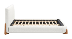 Zuo Modern Baris Modern Queen Bed - Stylish Polyester Fabric Design For Contemporary Home Décor Solutions White 100% Polyester,Rubberwood,Mdf,Plywood 110663-zuo-modern