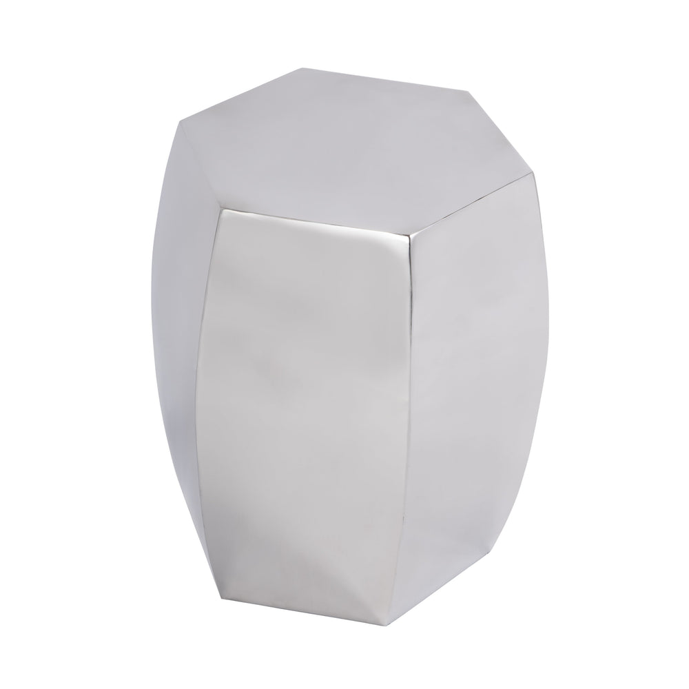 Butler Specialty Carter Hexagon Drum Table - Elegant Stainless Steel Accent Table To Enhance Your Modern Decor Silver Stainless Steel 5792025-butler