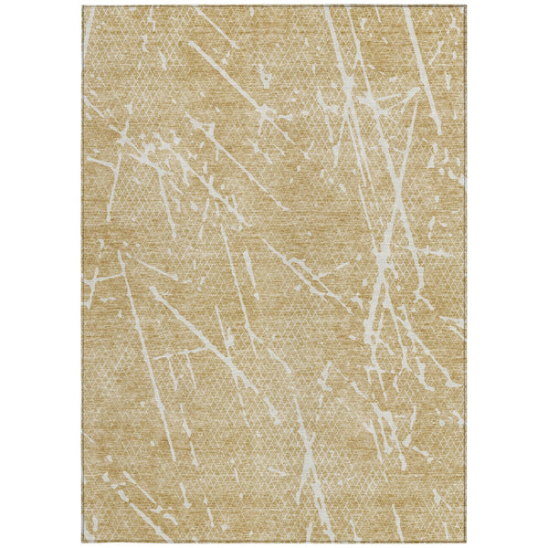 Homeroots 3' Artichoke Green And Ivory Abstract Washable Area Rug - Ideal For Indoor And Outdoor Spaces 9' X 12' Polyester 579202