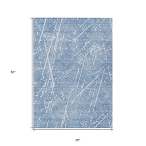 Homeroots 3' Artichoke Green And Ivory Abstract Washable Area Rug - Ideal For Indoor And Outdoor Spaces 3' X 5' Polyester 579204