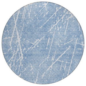 HomeRoots 5' Blue and Ivory Abstract Washable Area Rug - Modern Indoor-Outdoor Design for Elegant Spaces 8' Round 579206