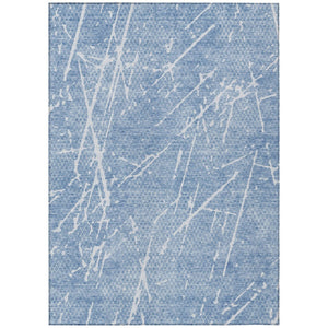 HomeRoots 5' Blue and Ivory Abstract Washable Area Rug - Modern Indoor-Outdoor Design for Elegant Spaces 8' X 10' 579207