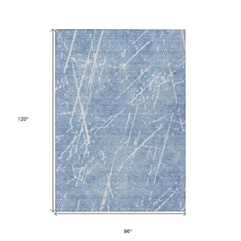 Homeroots 3' Artichoke Green And Ivory Abstract Washable Area Rug - Ideal For Indoor And Outdoor Spaces 8' X 10' Polyester 579207