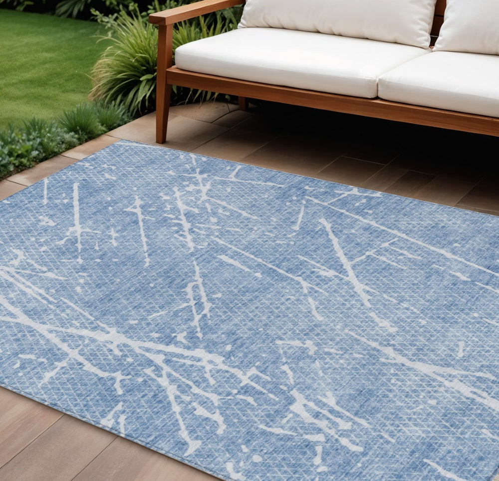 HomeRoots 9' Blue and Ivory Abstract Washable Area Rug – Durable, Stylish Design for Indoor and Outdoor Use 9' X 12' 579208