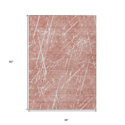 Homeroots 3' Artichoke Green And Ivory Abstract Washable Area Rug - Ideal For Indoor And Outdoor Spaces 3' X 5' Polyester 579210