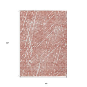 Homeroots 3' Artichoke Green And Ivory Abstract Washable Area Rug - Ideal For Indoor And Outdoor Spaces 3' X 5' Polyester 579210