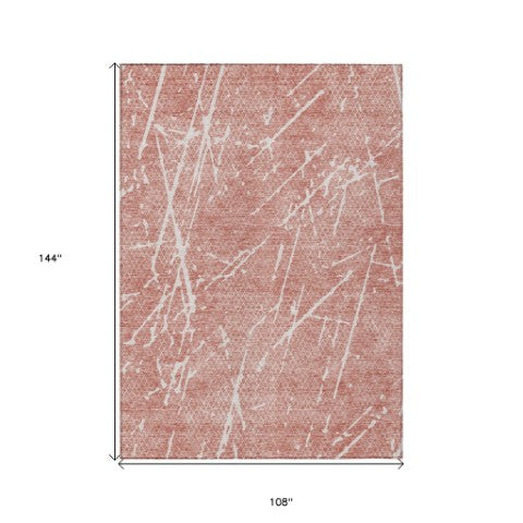 Homeroots 3' Artichoke Green And Ivory Abstract Washable Area Rug - Ideal For Indoor And Outdoor Spaces 9' X 12' Polyester 579214