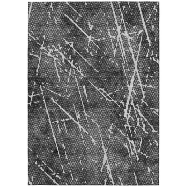 Homeroots 3' Artichoke Green And Ivory Abstract Washable Area Rug - Ideal For Indoor And Outdoor Spaces 5' X 8' Polyester 579217