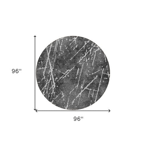 Homeroots 3' Artichoke Green And Ivory Abstract Washable Area Rug - Ideal For Indoor And Outdoor Spaces 8' Round Polyester 579218