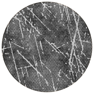 Homeroots 3' Artichoke Green And Ivory Abstract Washable Area Rug - Ideal For Indoor And Outdoor Spaces 8' Round Polyester 579218