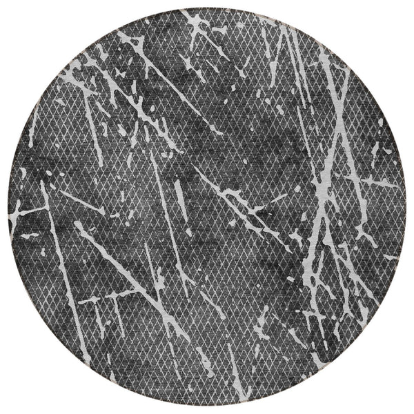 Homeroots 3' Artichoke Green And Ivory Abstract Washable Area Rug - Ideal For Indoor And Outdoor Spaces 8' Round Polyester 579218