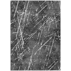 HomeRoots 5' Charcoal Ivory and Gray Abstract Area Rug – Modern Washable Design for Indoor & Outdoor Use 10' X 14' 579221