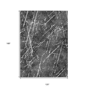 Homeroots 3' Artichoke Green And Ivory Abstract Washable Area Rug - Ideal For Indoor And Outdoor Spaces 10' X 14' Polyester 579221