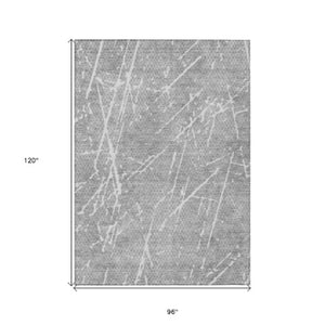 Homeroots 3' Artichoke Green And Ivory Abstract Washable Area Rug - Ideal For Indoor And Outdoor Spaces 8' X 10' Polyester 579225