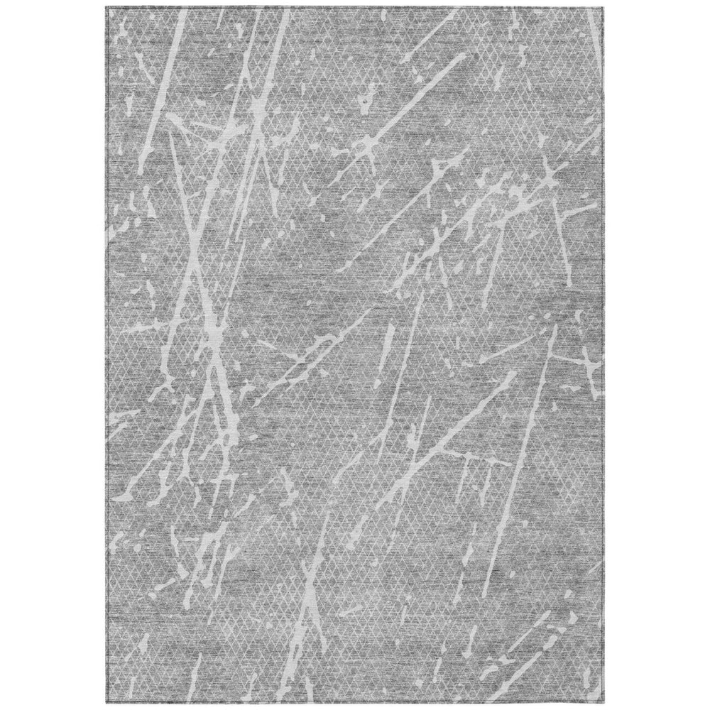 HomeRoots 9' Gray Ivory and Silver Abstract Washable Area Rug - Perfect for Indoor and Outdoor Living Spaces 9' X 12' 579226