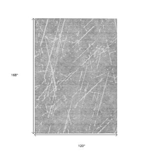 Homeroots 3' Artichoke Green And Ivory Abstract Washable Area Rug - Ideal For Indoor And Outdoor Spaces 10' X 14' Polyester 579227