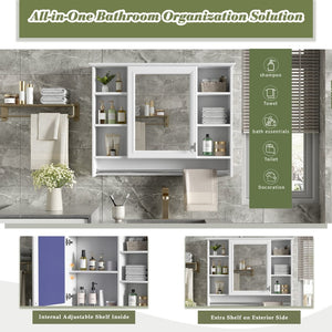 English Elm 3-in-1 Wall Mounted Medicine Cabinet with Soft Close Door Towel Bar and Vanity Mirror White N710P358618K