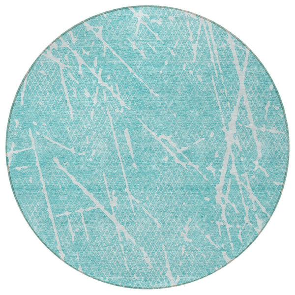 Homeroots 3' Artichoke Green And Ivory Abstract Washable Area Rug - Ideal For Indoor And Outdoor Spaces 8' Round Polyester 579236