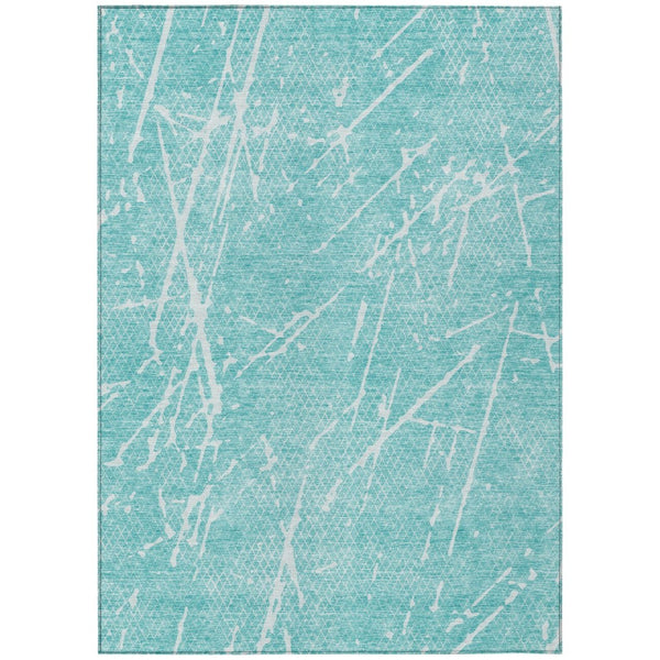 HomeRoots 5' Teal Blue and Ivory Abstract Indoor Outdoor Area Rug - Stylish, Durable, Washable for Any Space 8' X 10' 579237