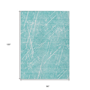 Homeroots 3' Artichoke Green And Ivory Abstract Washable Area Rug - Ideal For Indoor And Outdoor Spaces 8' X 10' Polyester 579237