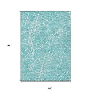 HomeRoots 9' Teal Blue and Ivory Abstract Area Rug - Stylish, Durable, Machine Washable for Indoor & Outdoor Use 9' X 12' 579238