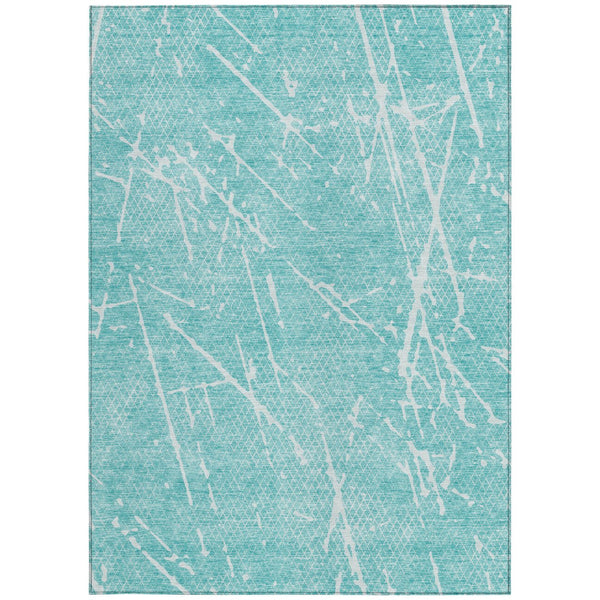 Homeroots 3' Artichoke Green And Ivory Abstract Washable Area Rug - Ideal For Indoor And Outdoor Spaces 9' X 12' Polyester 579238
