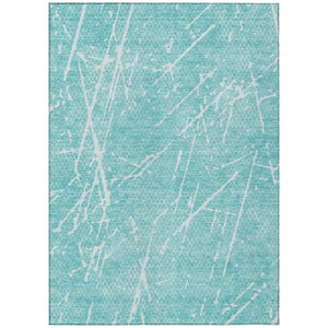 HomeRoots 5' Teal Blue and Ivory Abstract Indoor Outdoor Area Rug - Stylish, Durable, Washable for Any Space 10' X 14' 579239