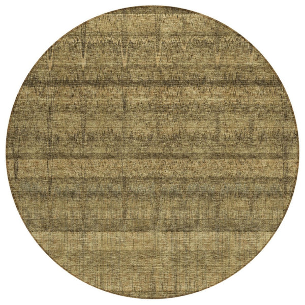 HomeRoots 5' Striped Washable Area Rug in Brown, Beige & Chocolate - Durable Style for Indoor & Outdoor Spaces 8' Round 579242