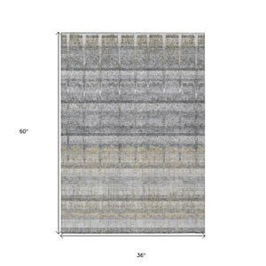 Homeroots 3' Stylish Striped Washable Area Rug - Ideal For Indoor And Outdoor Use, Durable, Stain Resistant 3' X 5' Polyester 579246