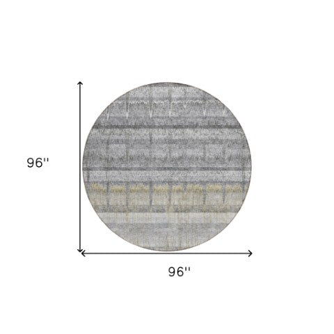 Homeroots 3' Stylish Striped Washable Area Rug - Ideal For Indoor And Outdoor Use, Durable, Stain Resistant 8' Round Polyester 579248