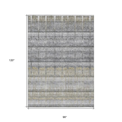 Homeroots 3' Stylish Striped Washable Area Rug - Ideal For Indoor And Outdoor Use, Durable, Stain Resistant 8' X 10' Polyester 579249