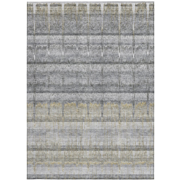 Homeroots 3' Stylish Striped Washable Area Rug - Ideal For Indoor And Outdoor Use, Durable, Stain Resistant 9' X 12' Polyester 579250