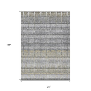 Homeroots 3' Stylish Striped Washable Area Rug - Ideal For Indoor And Outdoor Use, Durable, Stain Resistant 9' X 12' Polyester 579250