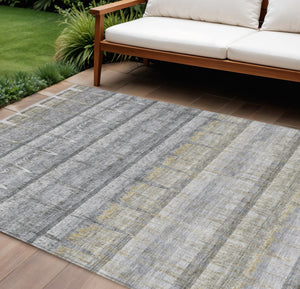 Homeroots 3' Stylish Striped Washable Area Rug - Ideal For Indoor And Outdoor Use, Durable, Stain Resistant 10' X 14' Polyester 579251