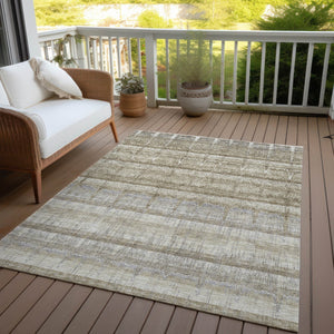 Homeroots 3' Stylish Striped Washable Area Rug - Ideal For Indoor And Outdoor Use, Durable, Stain Resistant 5' X 8' Polyester 579253