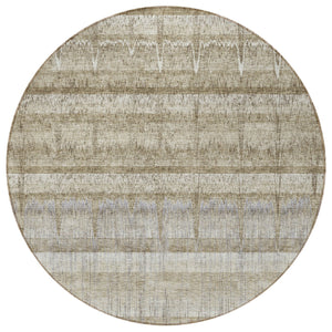Homeroots 3' Stylish Striped Washable Area Rug - Ideal For Indoor And Outdoor Use, Durable, Stain Resistant 8' Round Polyester 579254