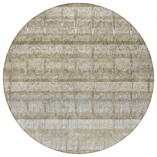 Homeroots 3' Stylish Striped Washable Area Rug - Ideal For Indoor And Outdoor Use, Durable, Stain Resistant 8' Round Polyester 579254