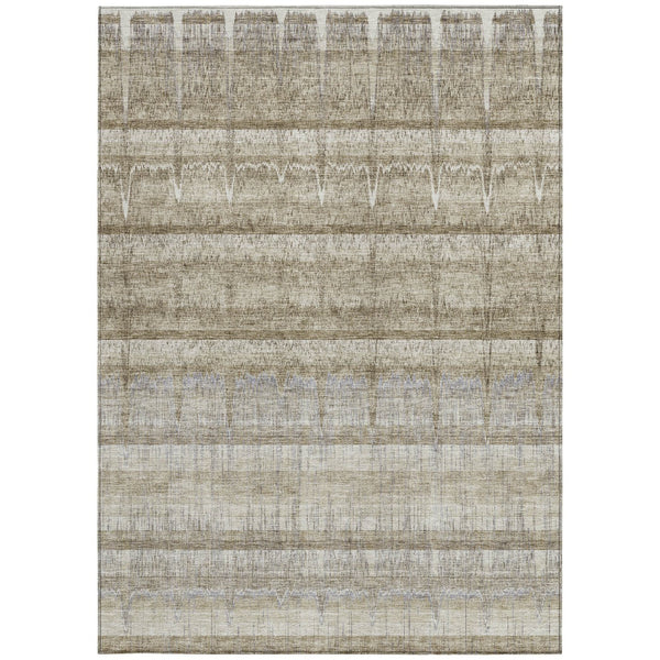 Homeroots 3' Stylish Striped Washable Area Rug - Ideal For Indoor And Outdoor Use, Durable, Stain Resistant 8' X 10' Polyester 579255