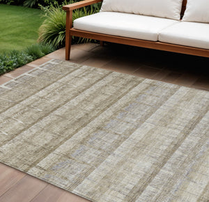 Homeroots 3' Stylish Striped Washable Area Rug - Ideal For Indoor And Outdoor Use, Durable, Stain Resistant 8' X 10' Polyester 579255
