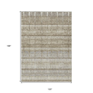 Homeroots 3' Stylish Striped Washable Area Rug - Ideal For Indoor And Outdoor Use, Durable, Stain Resistant 10' X 14' Polyester 579257