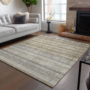 Homeroots 3' Stylish Striped Washable Area Rug - Ideal For Indoor And Outdoor Use, Durable, Stain Resistant 10' X 14' Polyester 579257