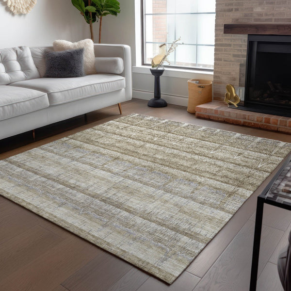 Homeroots 3' Stylish Striped Washable Area Rug - Ideal For Indoor And Outdoor Use, Durable, Stain Resistant 10' X 14' Polyester 579257