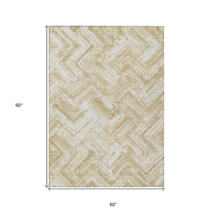 Homeroots 3' Geometric Washable Indoor Outdoor Area Rug - Durable, Stylish, And Stain-resistant For All Spaces 5' X 8' Polyester 579259